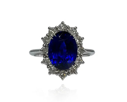 Dakota 3.02 Carats Sapphire Oval Cut Gemstone Ring in 18k White Gold