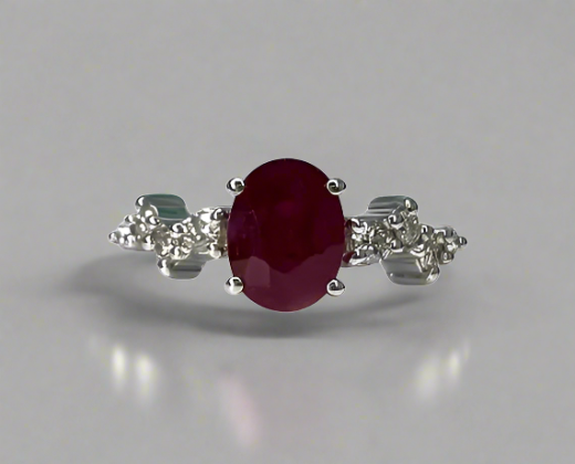 Samara 1.51 Carats Oval Cut Ruby Gemstone Ring in 18k White Gold By Mike Nekta NYC