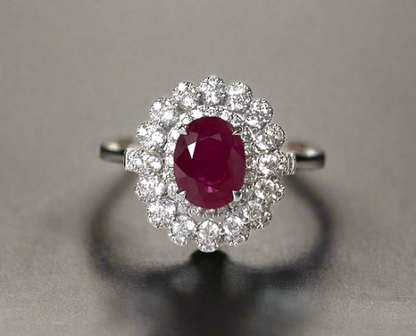 Vivienne 2.4 Carats Ruby Oval Cut Gemstone Rings in 18k White Gold By Mike Nekta NYC