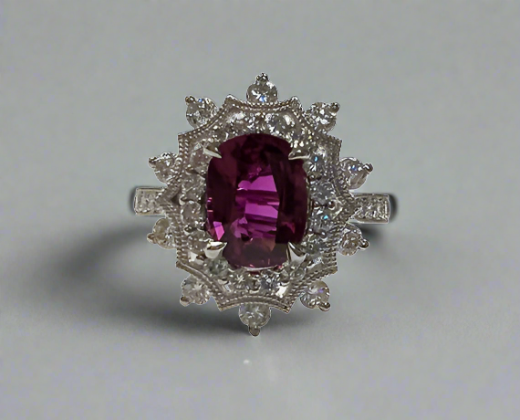 Delaney 2.14 Carats Ruby Oval Cut Gemstone Rings in 18k White Gold By Mike Nekta NYC