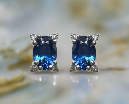 Mabel 1.38 Carats Sapphire Oval Cut Gemstone Earrings in 18k White Gold By Mike Nekta NYC