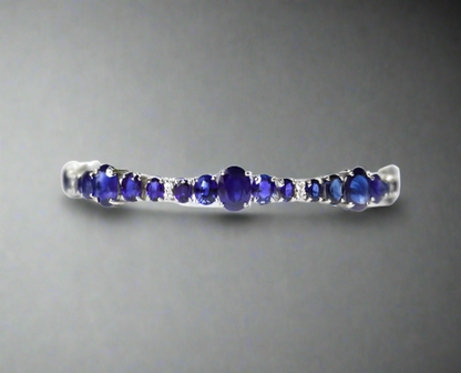 Cataleya 22.41 Carats Sapphire Oval Cut Gemstone Tennis Bracelet in 18k White Gold By Mike Nekta NYC