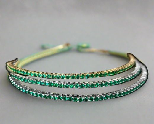 Selah 3.25 Carats Round Cut Emerald Gemstone Choker Necklace in 18K White/Yellow Gold