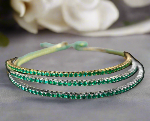 Selah 3.25 Carats Round Cut Emerald Gemstone Choker Necklace in 18K White/Yellow Gold By Mike Nekta NYC