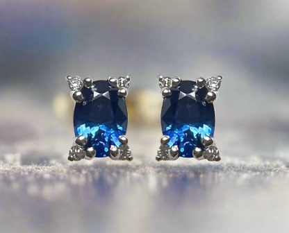 Mabel 1.38 Carats Sapphire Oval Cut Gemstone Earrings in 18k White Gold By Mike Nekta NYC