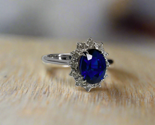 Dakota 3.02 Carats Sapphire Oval Cut Gemstone Ring in 18k White Gold By Mike Nekta NYC