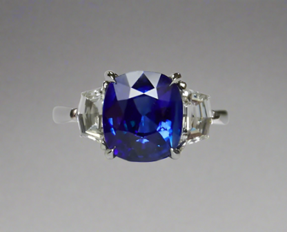 Angelina 3.65 Carats Sapphire Cushion Cut Gemstone Ring in Platinum By Mike Nekta NYC