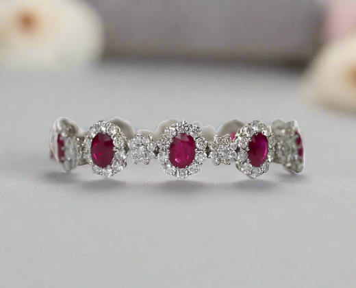 Phoenix 13.26 Carats Oval Cut Ruby Gemstone Bracelet in 18k White Gold By Mike Nekta NYC