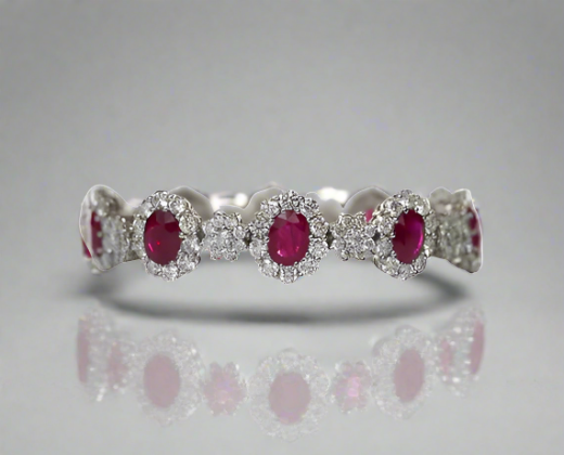 Phoenix 13.26 Carats Oval Cut Ruby Gemstone Bracelet in 18k White Gold By Mike Nekta NYC