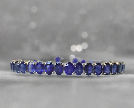 Meadow 35.11 Carats Sapphire Oval Cut Gemstone Tennis Bracelet in 18k White Gold By Mike Nekta NYC