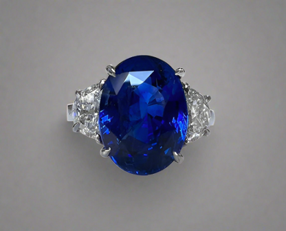 Goldie 7.94 Carats Sapphire Oval Cut Gemstone Ring in Platinum By Mike Nekta NYC Enhanced Background