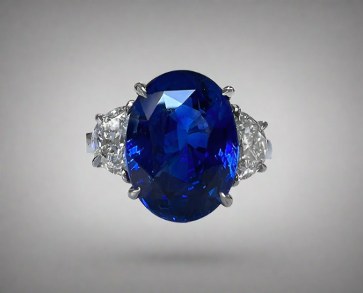 Goldie 7.94 Carats Sapphire Oval Cut Gemstone Ring in Platinum By Mike Nekta NYC Enhanced Background 1