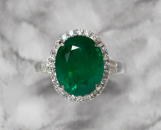 Kai 7.87 Carats Oval Cut Emerald Gemstone Ring in 18k White Gold By Mike Nekta NYC