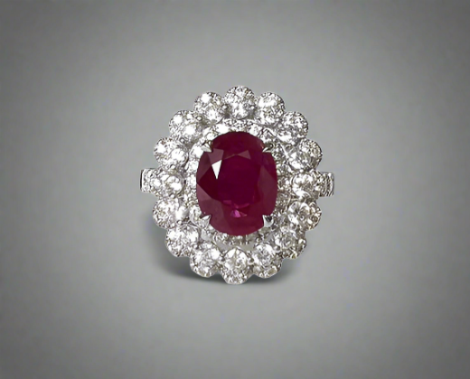 Vivienne 2.4 Carats Ruby Oval Cut Gemstone Rings in 18k White Gold By Mike Nekta NYC