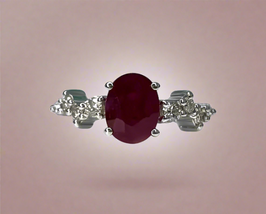 Samara 1.51 Carats Oval Cut Ruby Gemstone Ring in 18k White Gold By Mike Nekta NYC