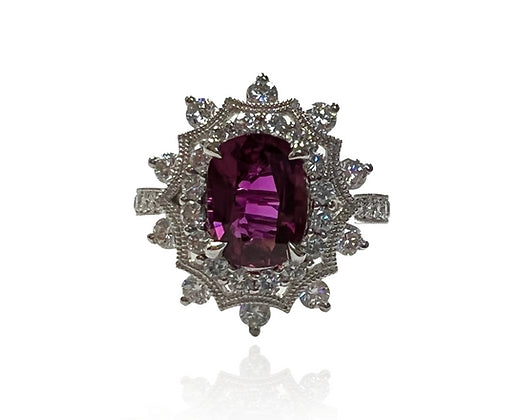 Delaney Ruby Oval Cut Gemstone Rings in 18k White Gold