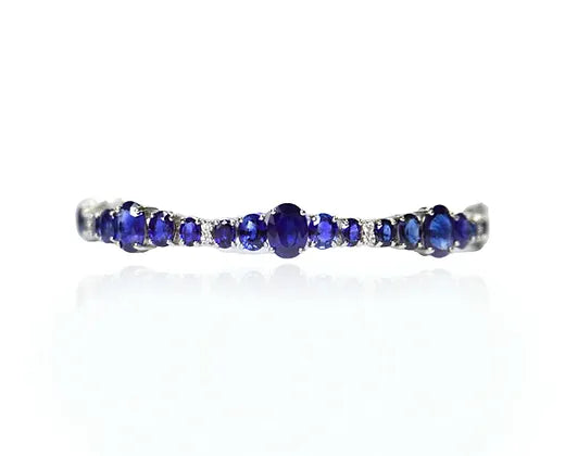 Cataleya 22.41 Carats Sapphire Oval Cut Gemstone Tennis Bracelet in 18k White Gold