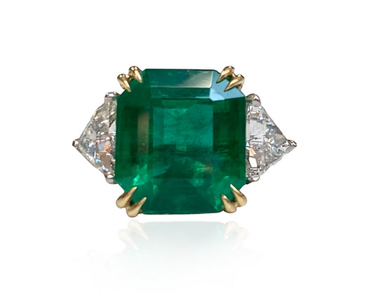 Unique 4.71 Carats Emerald Cut Emerald Gemstone Ring in Platinum By Mike Nekta NYC