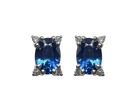 Mabel 1.38 Carats Sapphire Oval Cut Gemstone Earrings in 18k White Gold