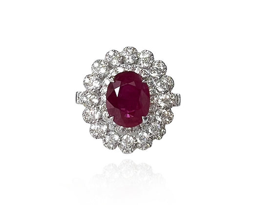 Vivienne Ruby Oval Cut Gemstone Rings in 18k White Gold