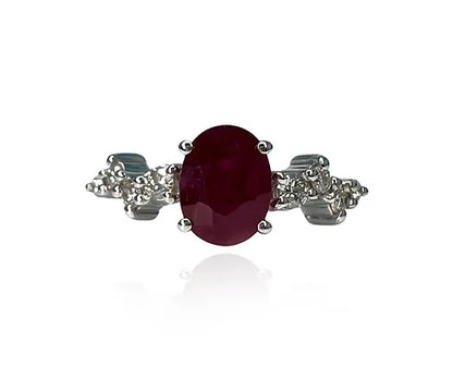 Samara 1.51 Carats Oval Cut Ruby Gemstone Ring in 18k White Gold