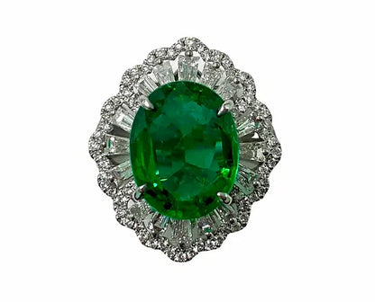 Mikayla 5 Carats Oval Cut Emerald Gemstone Ring in 18K White Gold