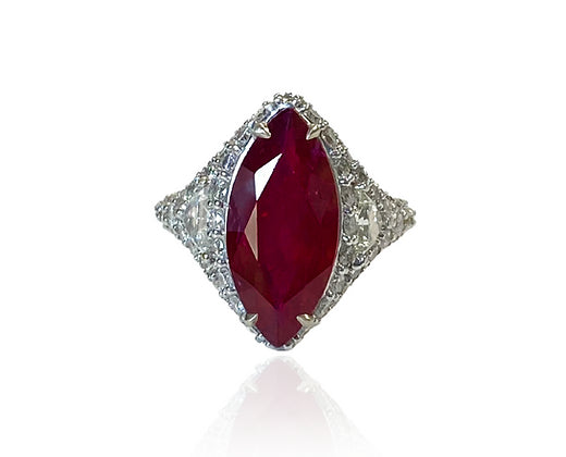 Mackenzie Ruby Marquise Gemstone Ring in 18k White Gold