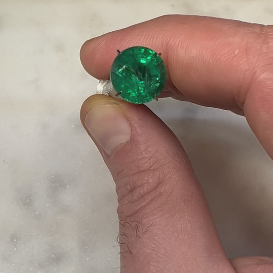 4.89 CARAT ROUND CUT NATURAL VIVID GREEN EMERALD LOOSE GEMSTONE VIDEO