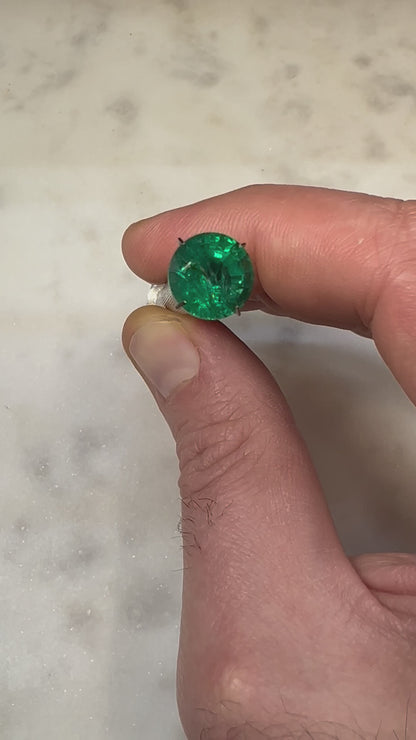 4.89 CARAT ROUND CUT NATURAL VIVID GREEN EMERALD LOOSE GEMSTONE VIDEO