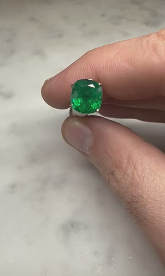 1.66 CARAT CUSHION CUT NATURAL GREEN EMERALD LOOSE GEMSTONE VIDEO