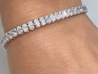 Nyla 11 Carats Oval Cut Diamond Single Row Tennis Bracelet in 18k White Gold