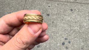 Braided Center with Rope Border Men's Wedding Ring in 18k Yellow Gold Comfort Fit By Mike Nekta NYC 8MM