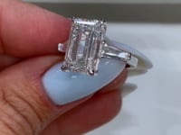 LAYLA 6 Carat Emerald Cut Lab Grown Diamond Engagement Ring. Three-Stone. IGI Certified