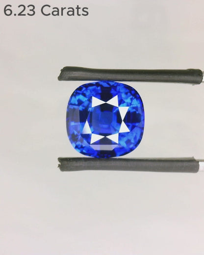 6.23 Carat Cushion Cut Vivid Blue Sapphire Video