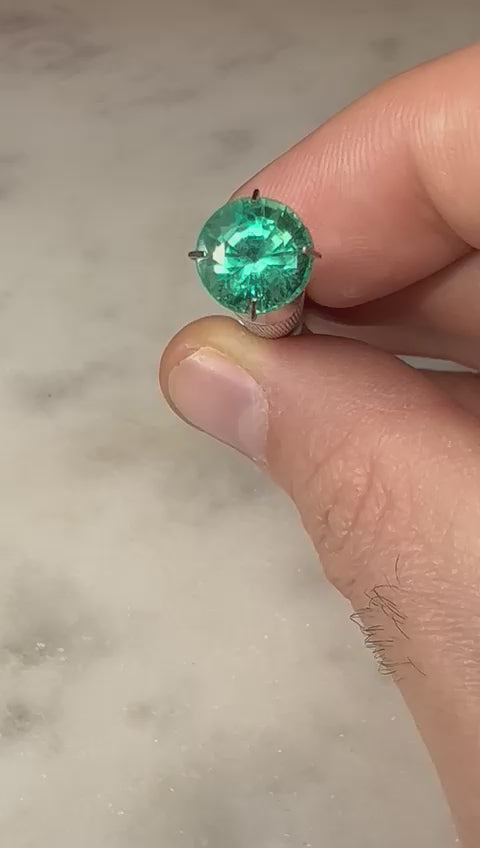 2.52 CARAT ROUND CUT NATURAL GREEN EMERALD LOOSE GEMSTONE VIDEO