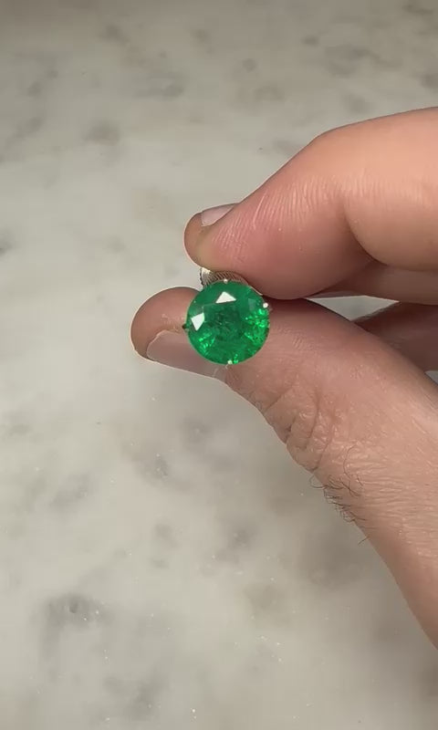 2.38 CARAT ROUND CUT NATURAL VIVID GREEN EMERALD LOOSE GEMSTONE VIDEO