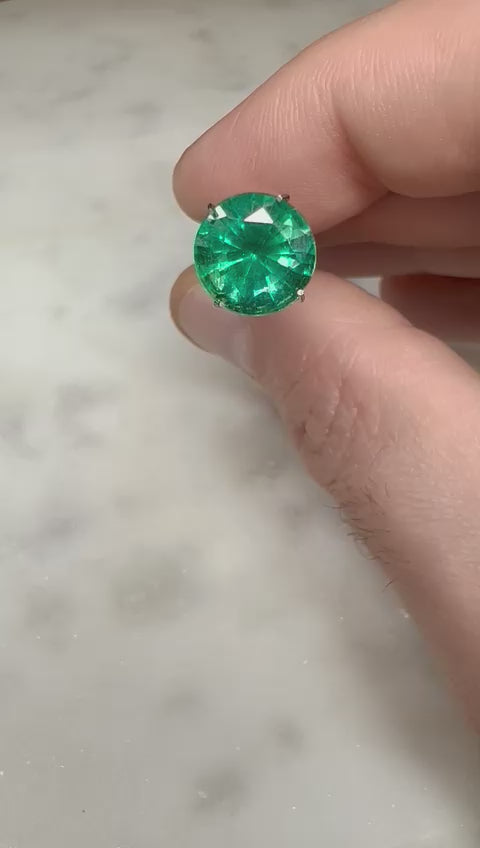 3.18 CARAT ROUND CUT NATURAL GREEN EMERALD LOOSE GEMSTONE VIDEO