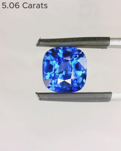 5.06 Carat Cushion Cut Vivid Blue Sapphire Video