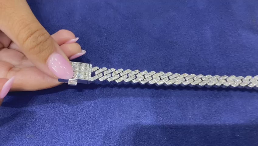 Men's Diamond Cuban Link Chain Bracelet in 14K White Gold - Bracelet - Mike Nekta NYC - Nekta New York