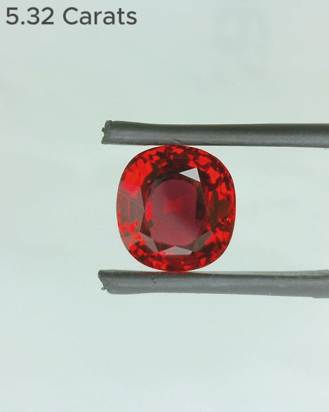 5.32 Carat Cushion Cut Heated Red Ruby Video