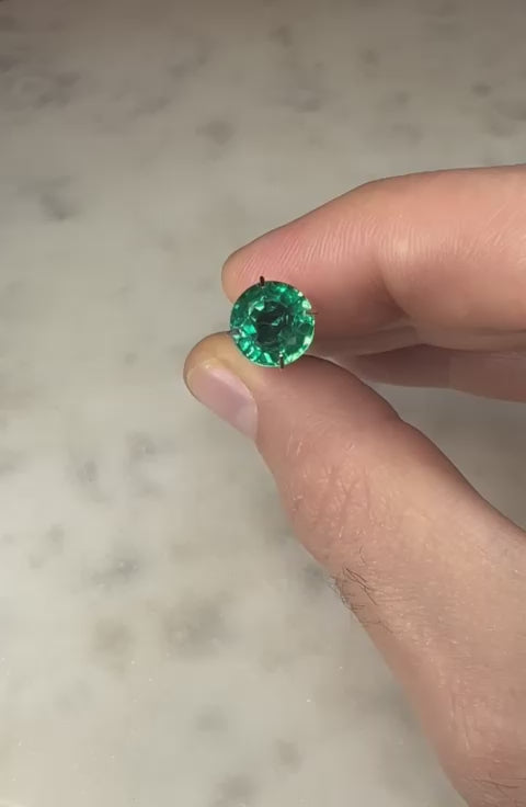 1.75 CARAT ROUND CUT NATURAL GREEN EMERALD LOOSE GEMSTONE VIDEO