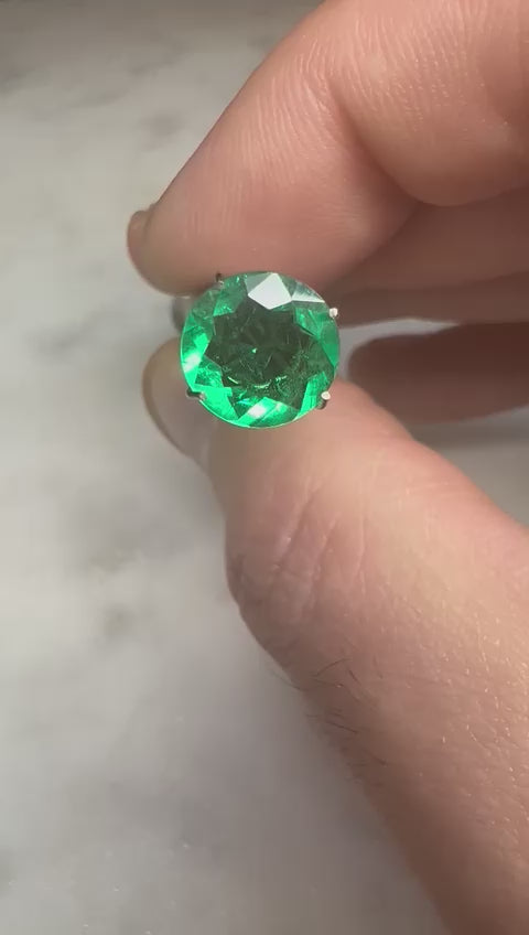 1.56 CARAT ROUND CUT NATURAL GREEN EMERALD LOOSE GEMSTONE VIDEO