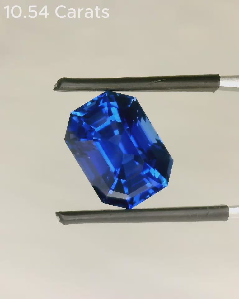 10.54 Carat Cushion Cut Vivid Blue Sapphire Video