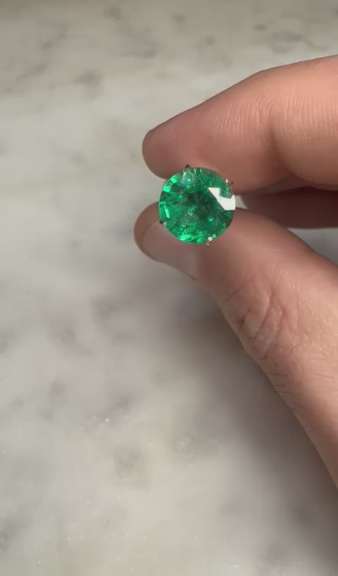 1.89 CARAT ROUND CUT NATURAL GREEN EMERALD LOOSE GEMSTONE VIDEO