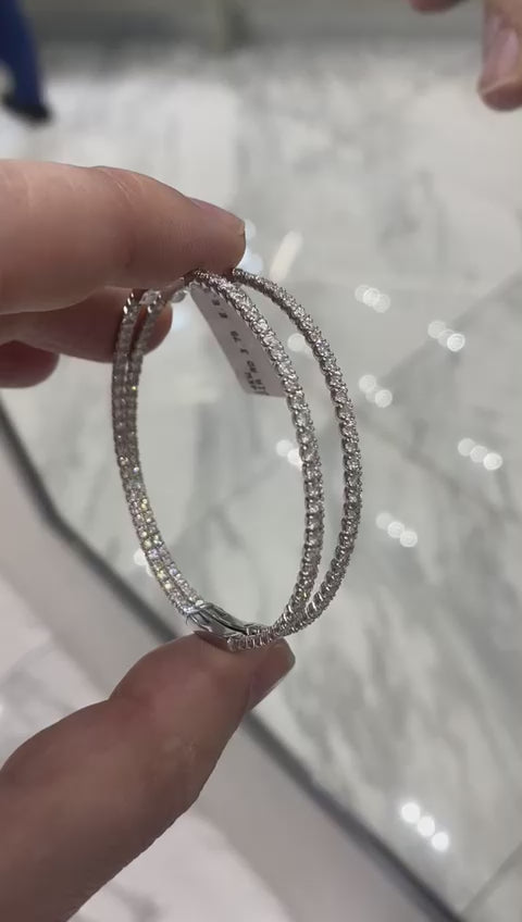 Kylee 4 Carat Round Brilliant Diamond 56 mm Hoop Earrings Video