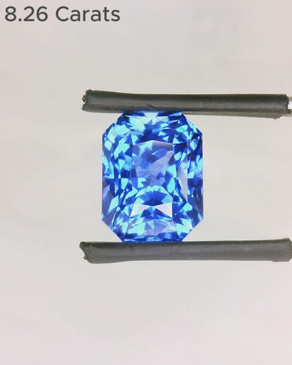 8.26 Carat Radiant Cut Blue Sapphire Video