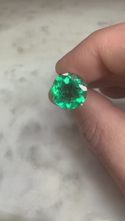 2.64 CARAT ROUND CUT NATURAL GREEN EMERALD LOOSE GEMSTONE VIDEO