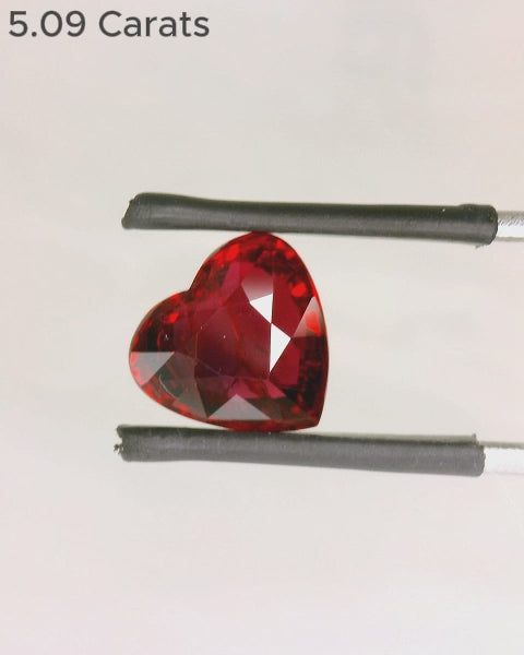 5.09 Carat Heart Shape Deep Red Ruby Video