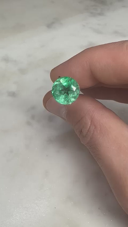 3.90 CARAT ROUND CUT NATURAL GREEN EMERALD LOOSE GEMSTONE Video