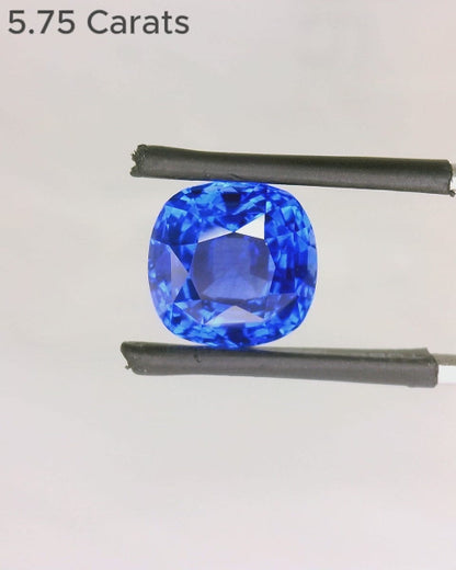 5.75 Carat Cushion Cut Vivid Blue Sapphire Loose Gemstone Video